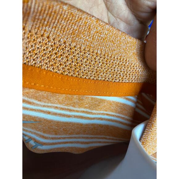 Nike Golf Polo Shirt Men's Large White Orange Striped Short Sleeve - Picture 6 of 11